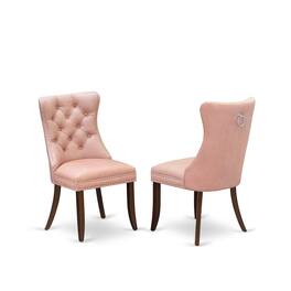 East West Furniture - Parsons Dining Chairs - Beige faux leather Padded Chairs - Red