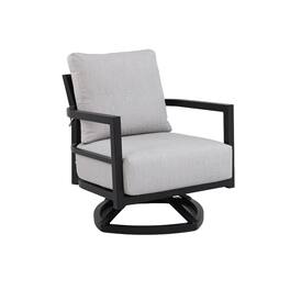 Mondawe - Outdoor Fully Weld Swivel Lounge Chair with Premium Aluminum Frame and Sunbrella Cushion - Ember Black+Grey