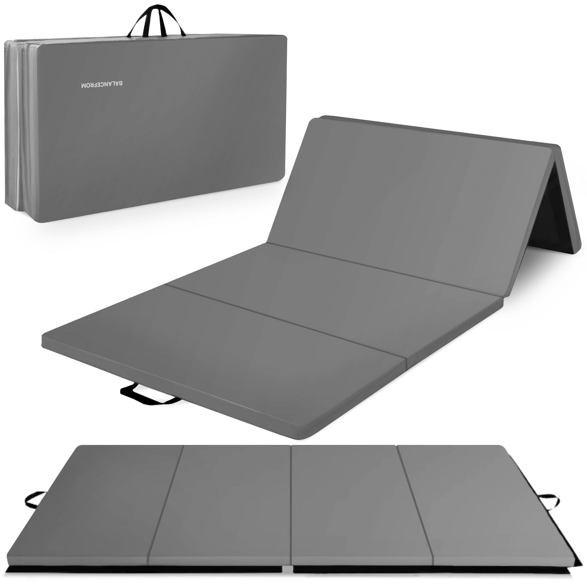 Front. BalanceFrom Fitness - BalanceFrom Fitness GoGym 4' x 10' x 2" All Purpose Folding Gymnastics Mat, Gray - Gray.