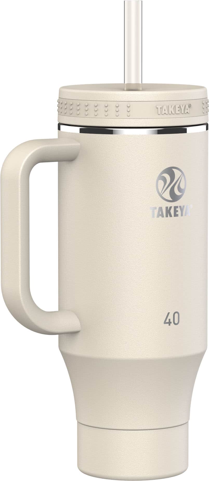 Takeya - 40-oz. Straw Tumbler with Handle - Oatmilk