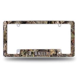 Rico Industries - Los Angeles Angels Chrome Metal License Plate Frame with Bold Mossy Oak Camouflaged Camo Design - Multi