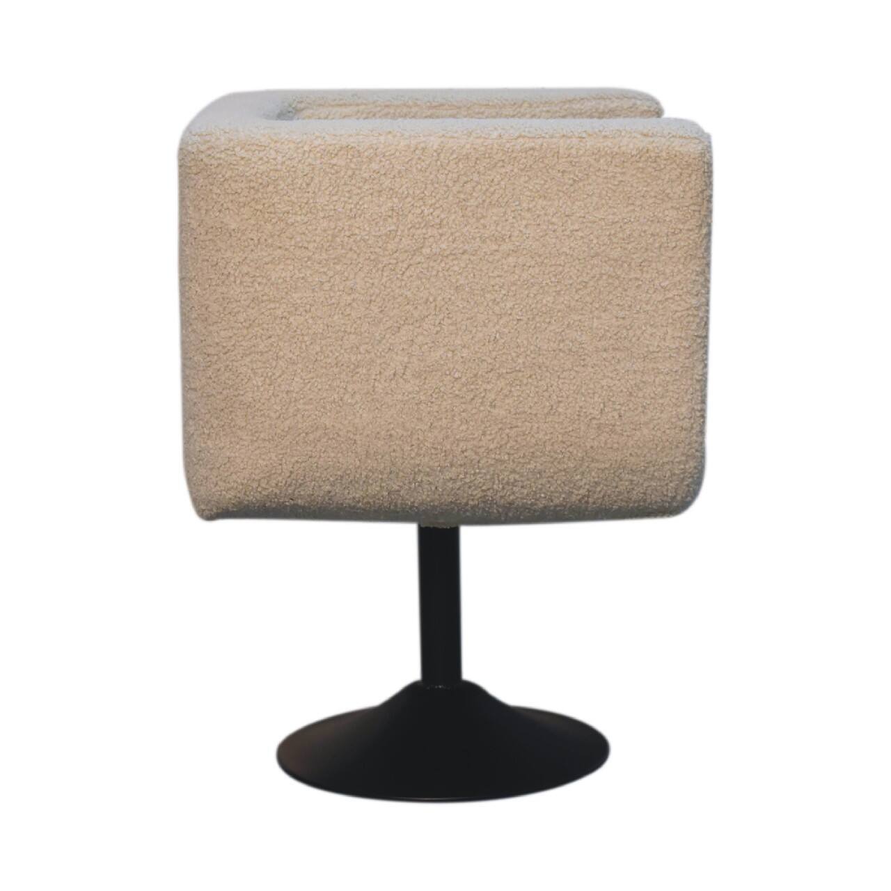 Alt View 5. Artisan Furniture - Artisan Furniture Solid Wood Cream Boucle Swivel Chair, Upholstered, Cream - Cream.