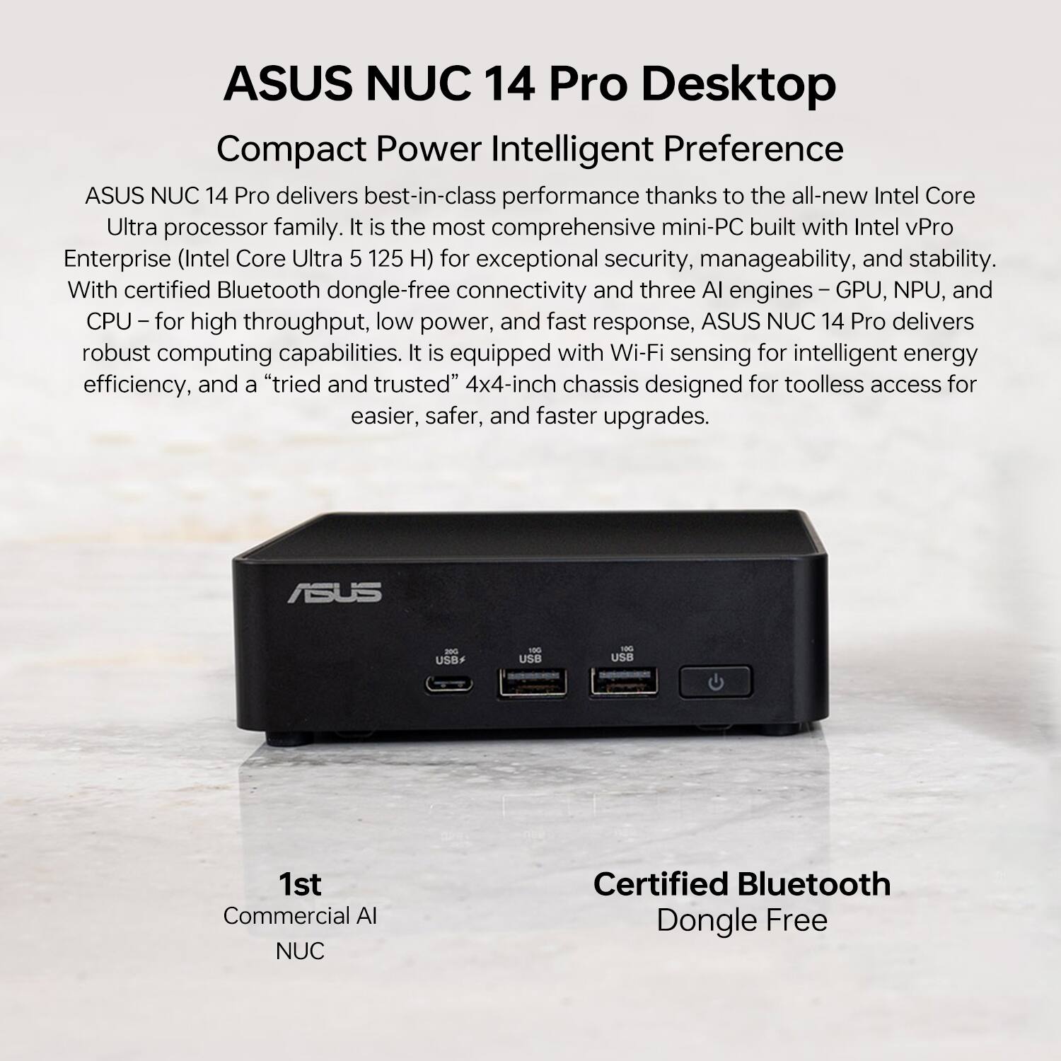 Alt View 3. ASUS - NUC 14 Desktop - Intel Core Ultra 7 155H with 32GB DDR5 RAM - 2TB SSD - Windows 11 Pro - Black - Black.