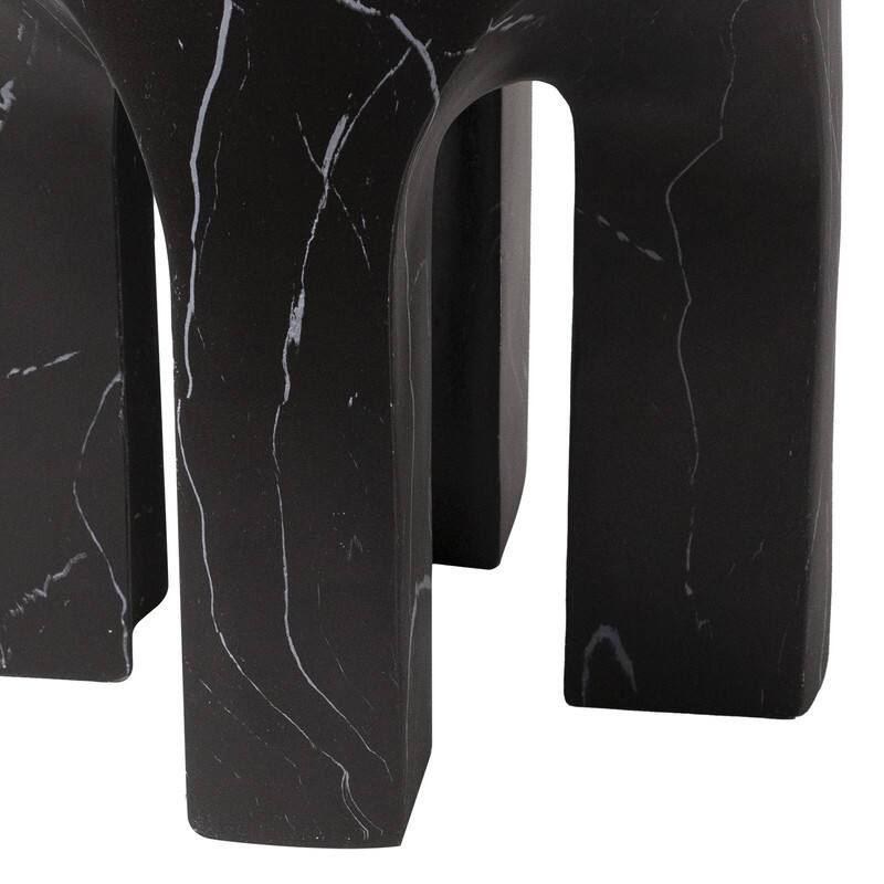Alt View 4. LeisureMod - Crus Modern Arched Fiberstone Side Table, Heavy Duty Indoor/Outdoor Accent End Table for Living Room & Patio - Marbleized Black.