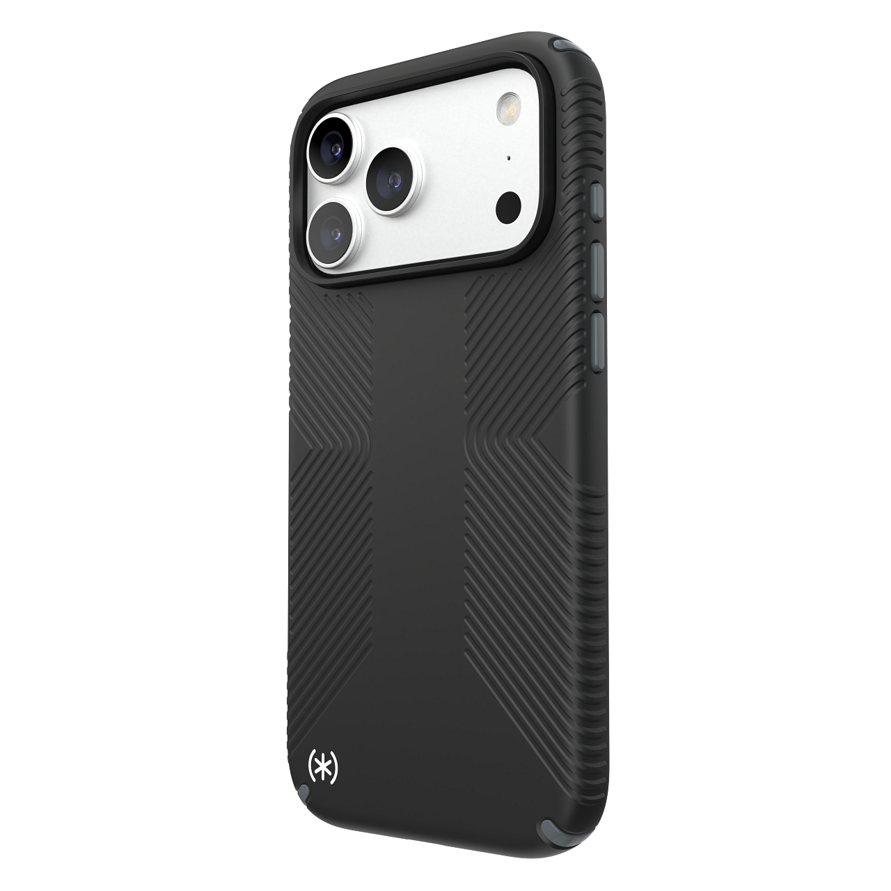 Angle. Speck - Presidio2 Grip Case with MagSafe for Apple iPhone 18 Pro Max / iPhone 17 Pro Max - Black.