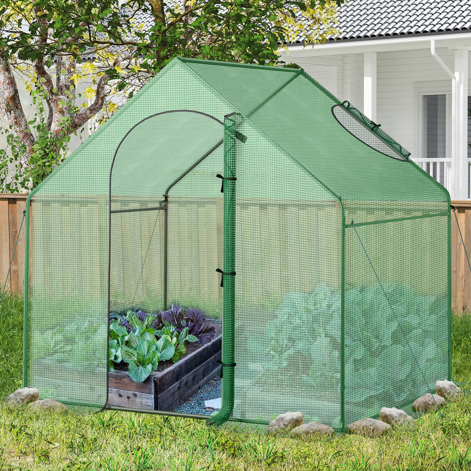 Alt View 3. Costway - 6 x 3 x 5.5FT Mini Walk-in Greenhouse with PE Cover Rustproof PE-Coated Metal Frame - Green.