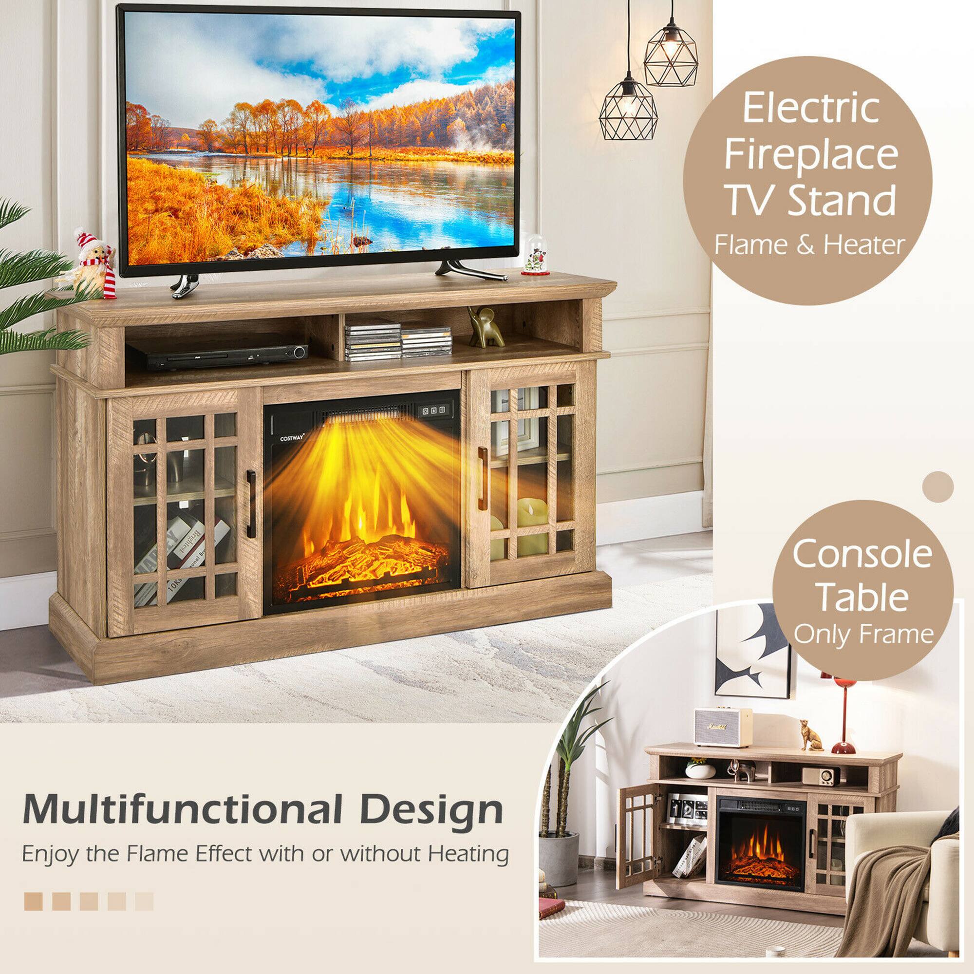 Electric Fireplace TV Stand Flame & Heater  
Console Table Only Frame  
Multifunctional Design  
Enjoy the Flame Effect with or without Heating