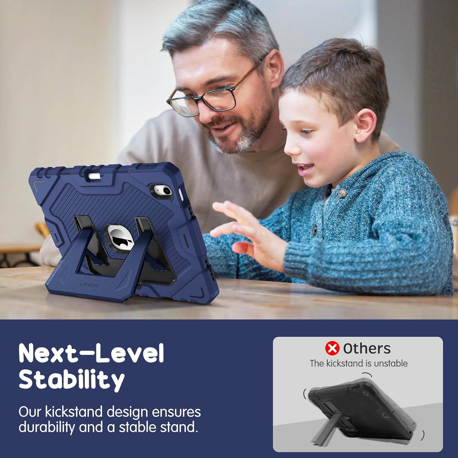 Next-Level Stability  
Our kickstand design ensures durability and a stable stand.  

Others  
The kickstand is unstable