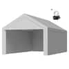 Front. VEVOR - Carport Replacement Canopy, 13 x 20 ft Potable Garage Tent Top Tarp with Sidewalls, UV-Resistant & Waterproof - Grey.