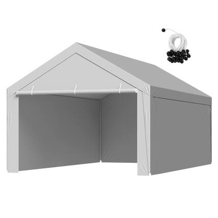 Front. VEVOR - Carport Replacement Canopy, 13 x 20 ft Potable Garage Tent Top Tarp with Sidewalls, UV-Resistant & Waterproof - Grey.