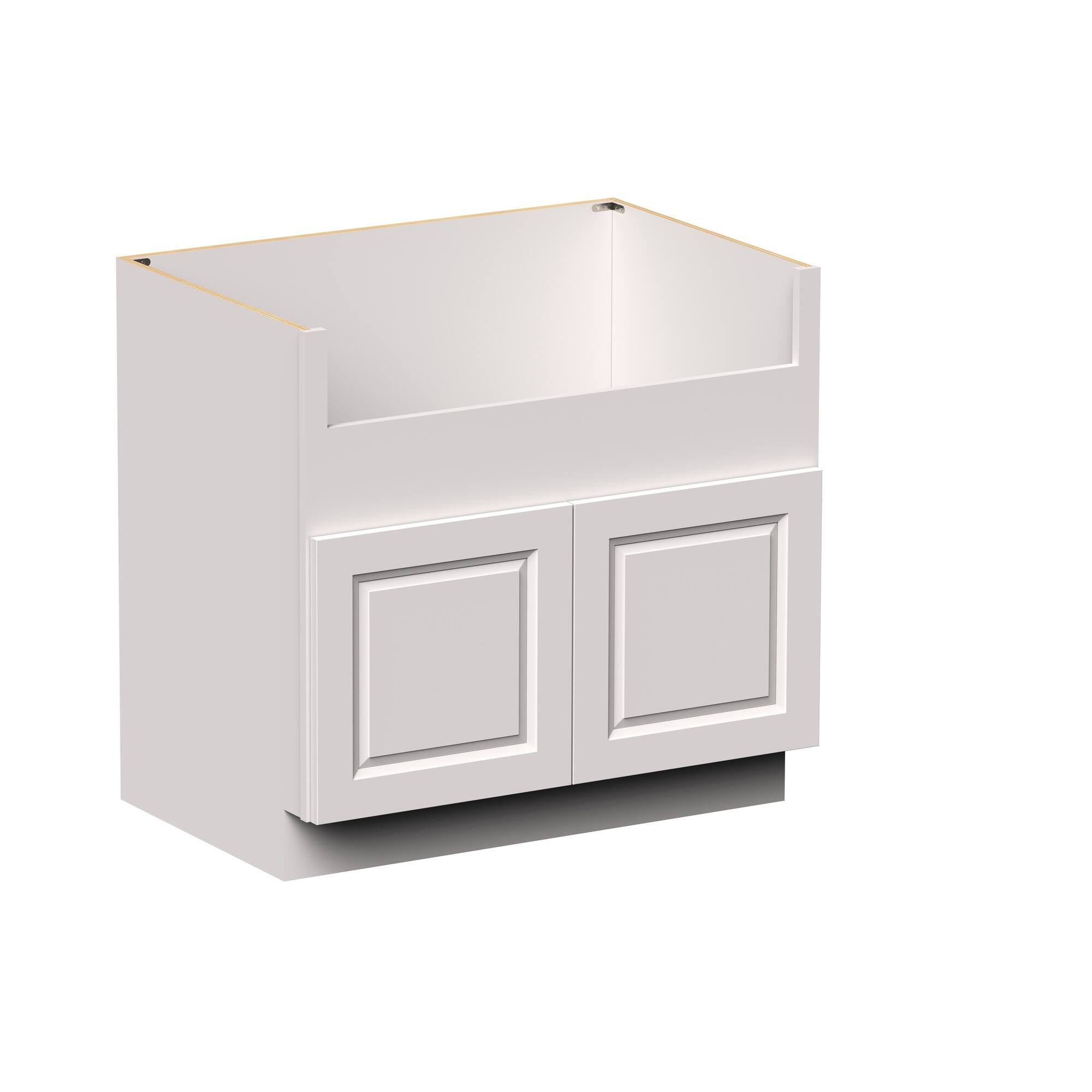 Angle. Boyel Living - 36-in W x 34.5-in H x 24-in D Shaker Farmhouse Sink Kitchen Base Cabinet with Soft-Close Doors - Glacier White.