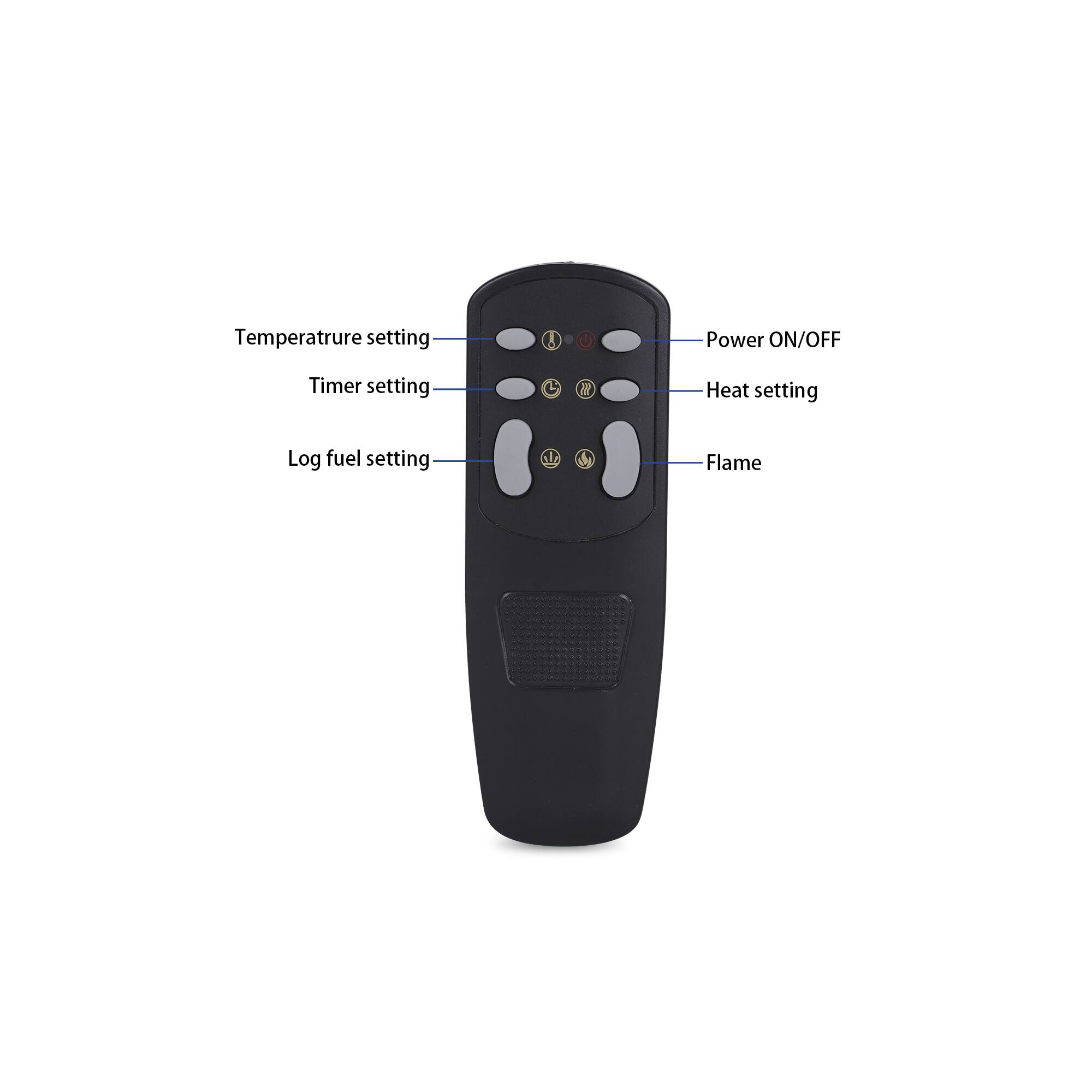 Temperature setting  
Power ON/OFF  
Timer setting  
Heat setting  
Log fuel setting  
Flame