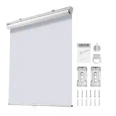 Front. VEVOR - Cordless Roller Shades, 34 x 72 in, Pull Down Blackout Blinds for Windows Room Darkening, Thermal Insulated - White.