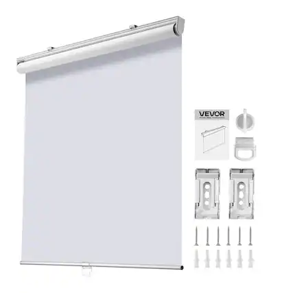 Front. VEVOR - Cordless Roller Shades, 34 x 72 in, Pull Down Blackout Blinds for Windows Room Darkening, Thermal Insulated - White.