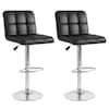 Front. Costway - Modern Swivel Bar Stools Set of 2 with Heavy-duty Metal Base & Footrest Back - Black.