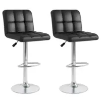 Costway - Modern Swivel Bar Stools Set of 2 with Heavy-duty Metal Base & Footrest Back - Black - Front_Zoom