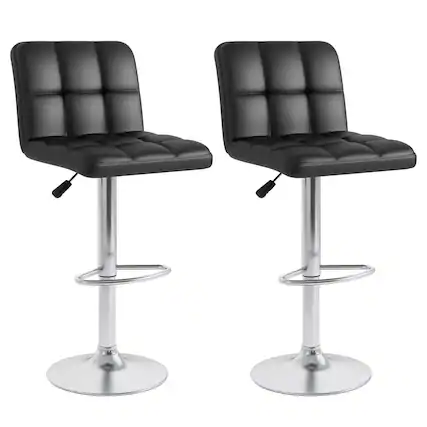 Front. Costway - Modern Swivel Bar Stools Set of 2 with Heavy-duty Metal Base & Footrest Back - Black.