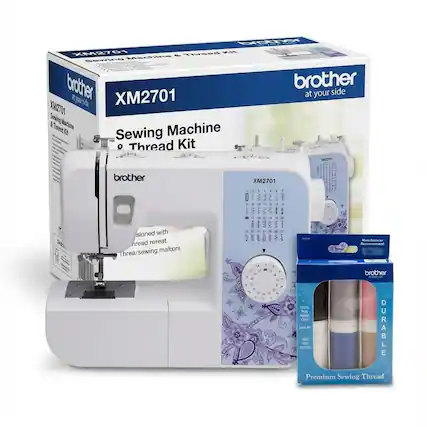 Brother XM2701 Sewing Machine & Thread Kit
- Sewing Machine
- Thread Kit
Sewn with thread rotate
Thread/sewing mafors
Premium Sewing Thread
- Manufacturer Recommended
- 430 Spools
- 50 Yards
- Polyester Core
- Durable