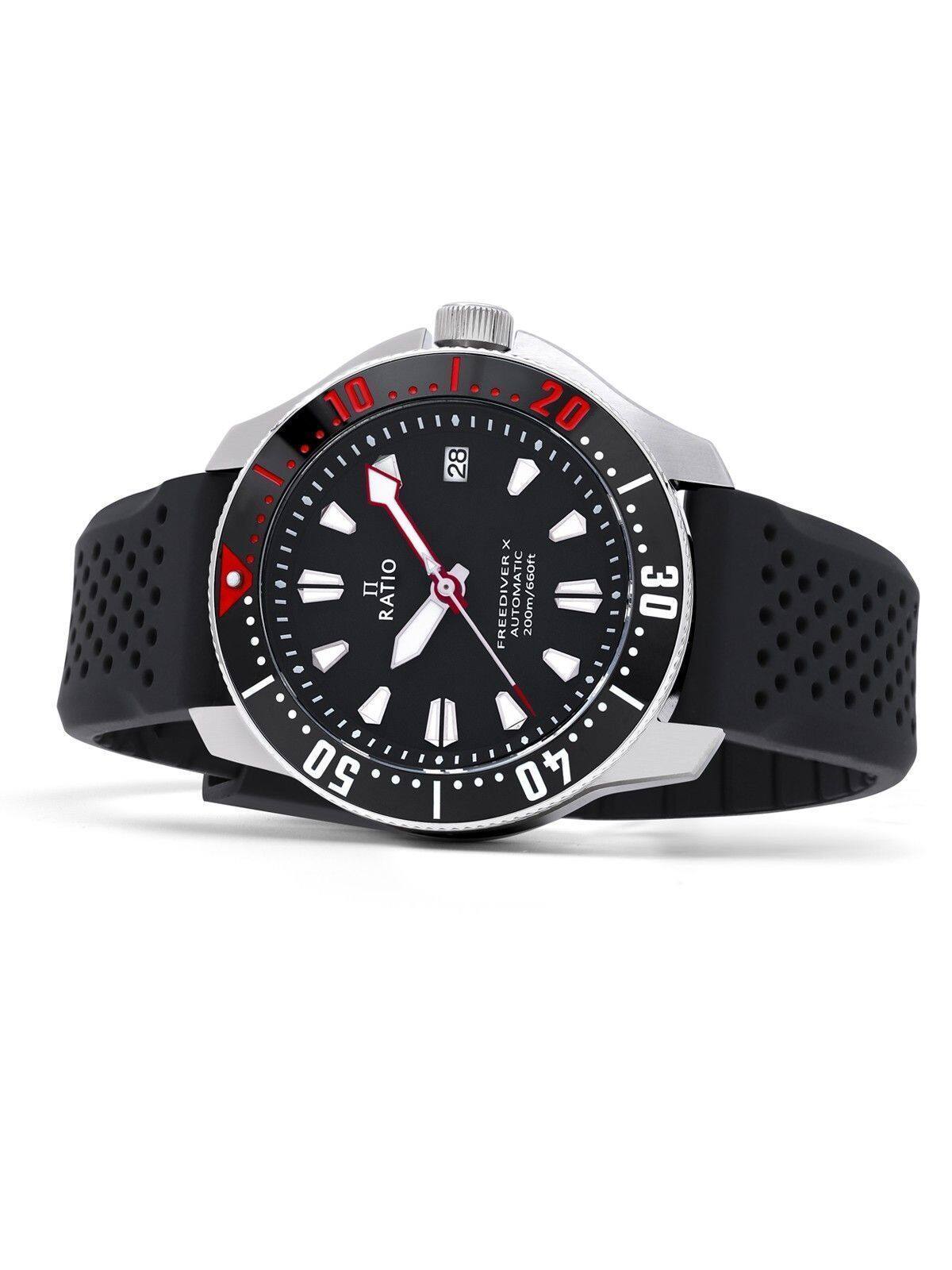 - 10 RATIO 28 20 x FREEDIVER AUTOMATIC 200m/660ft = 30 50 40

Corrected text from the image:
- 10 RATIO 28 20 x FREEDIVER AUTOMATIC 200m/660ft = 30 50 40