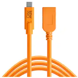 Tether Tools - TetherPro USB-C to USB-A Female Adapter Extender, 15', Orange