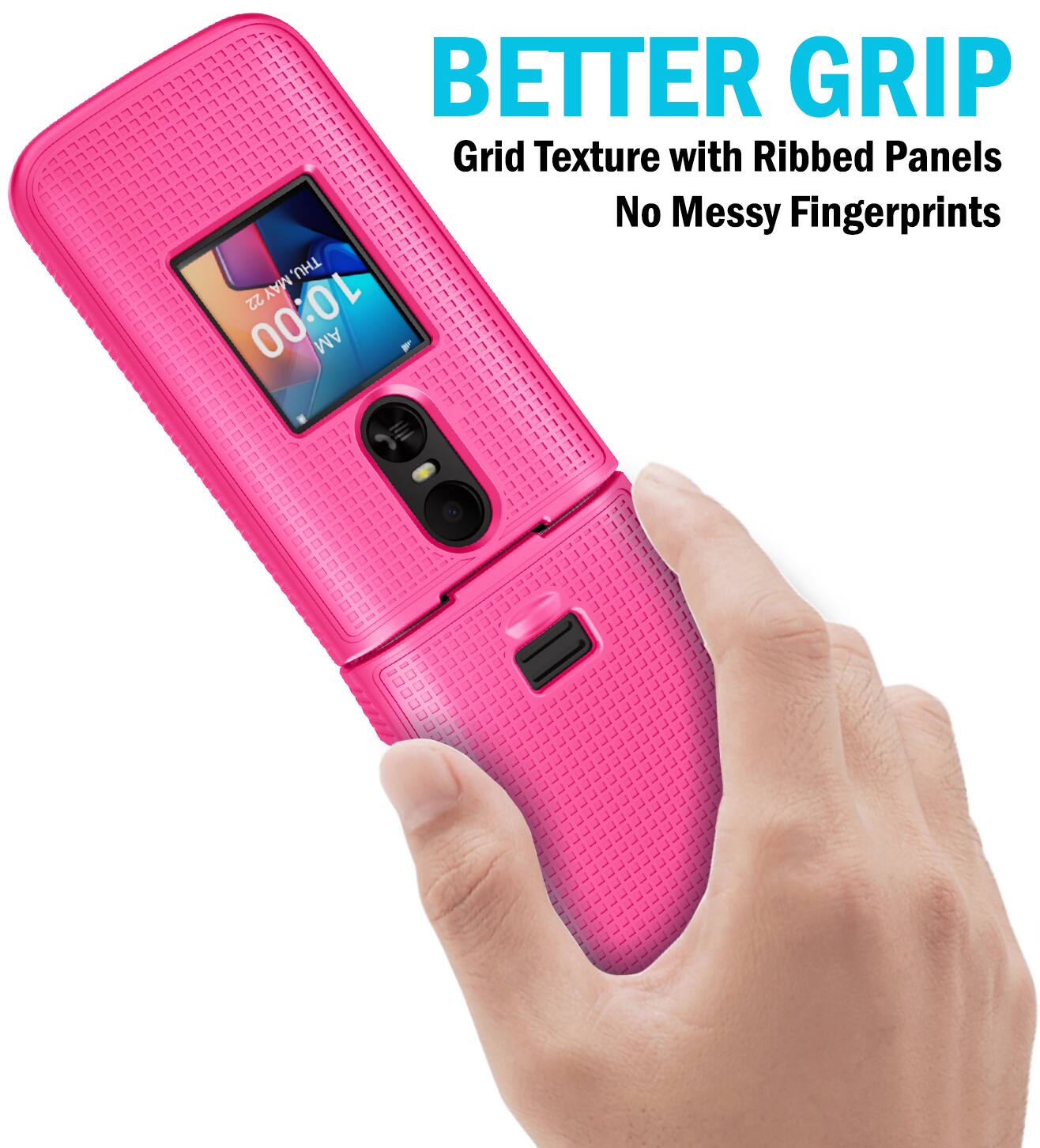 BETTER GRIP  
Grid Texture with Ribbed Panels  
No Messy Fingerprints