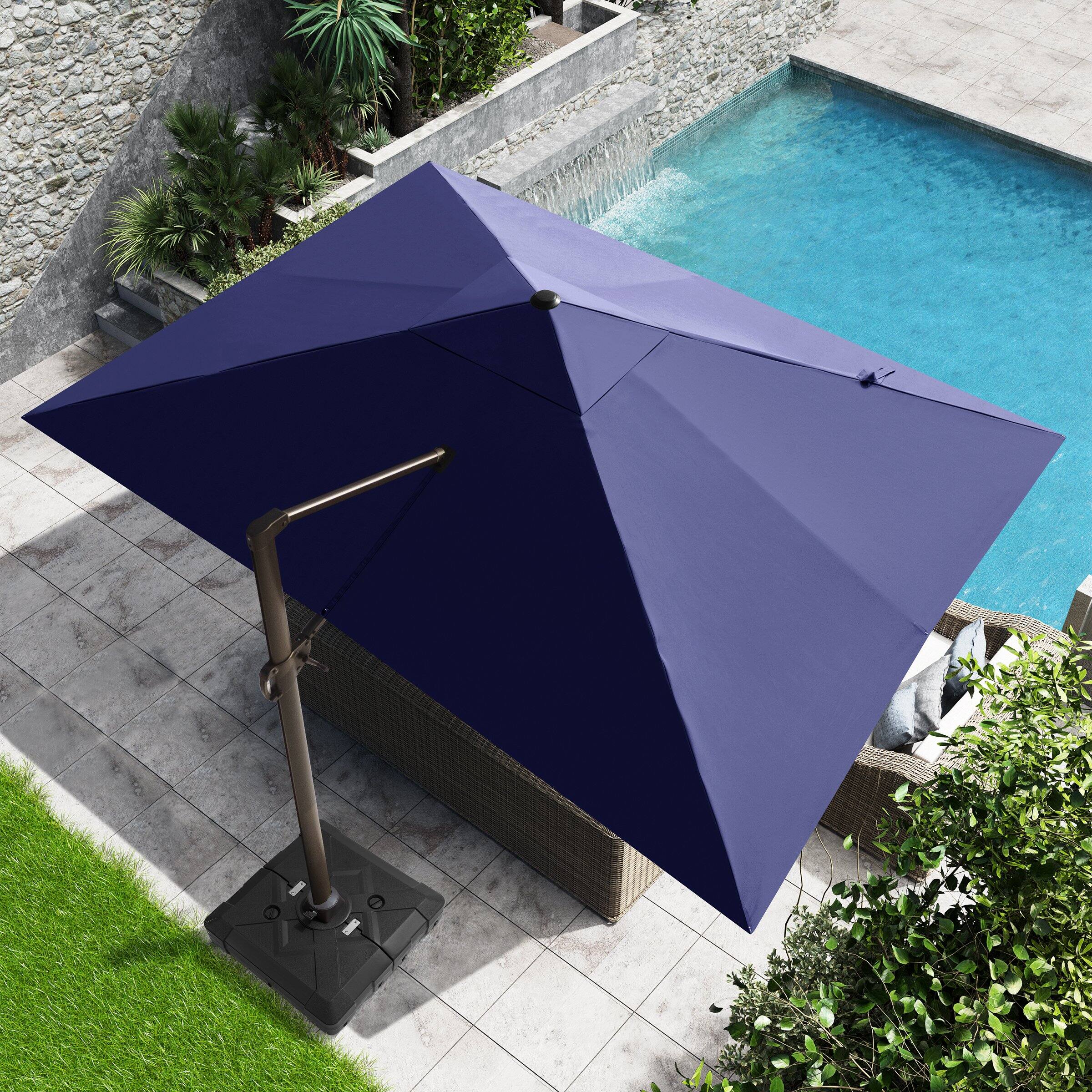 Alt View 6. Crestlive Products - Crestlive Products 11ft UPF50+ Aluminum Double Top Slide-tilt Cantilever Patio Umbrella with 350lbs Pull rod Wheel Base - Navy blue.