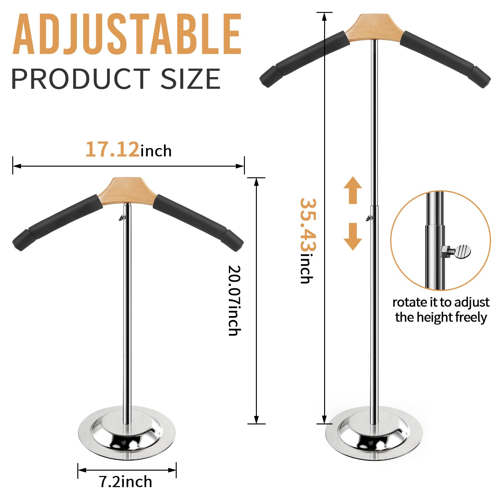 ADJUSTABLE PRODUCT SIZE

17.12 inch

20.07 inch

35.43 inch

7.2 inch

rotate it to adjust the height freely