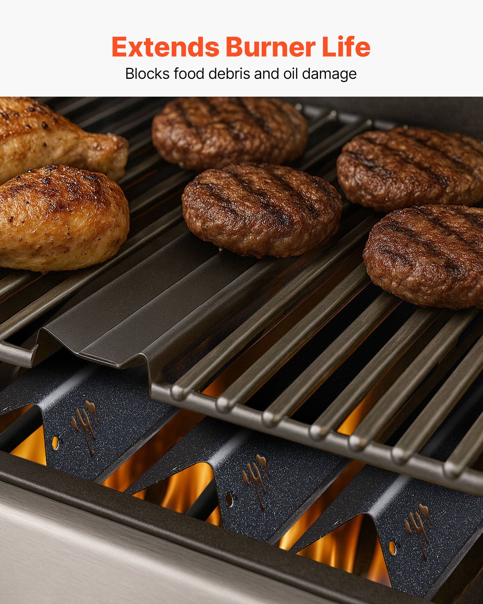 Extends Burner Life  
Blocks food debris and oil damage