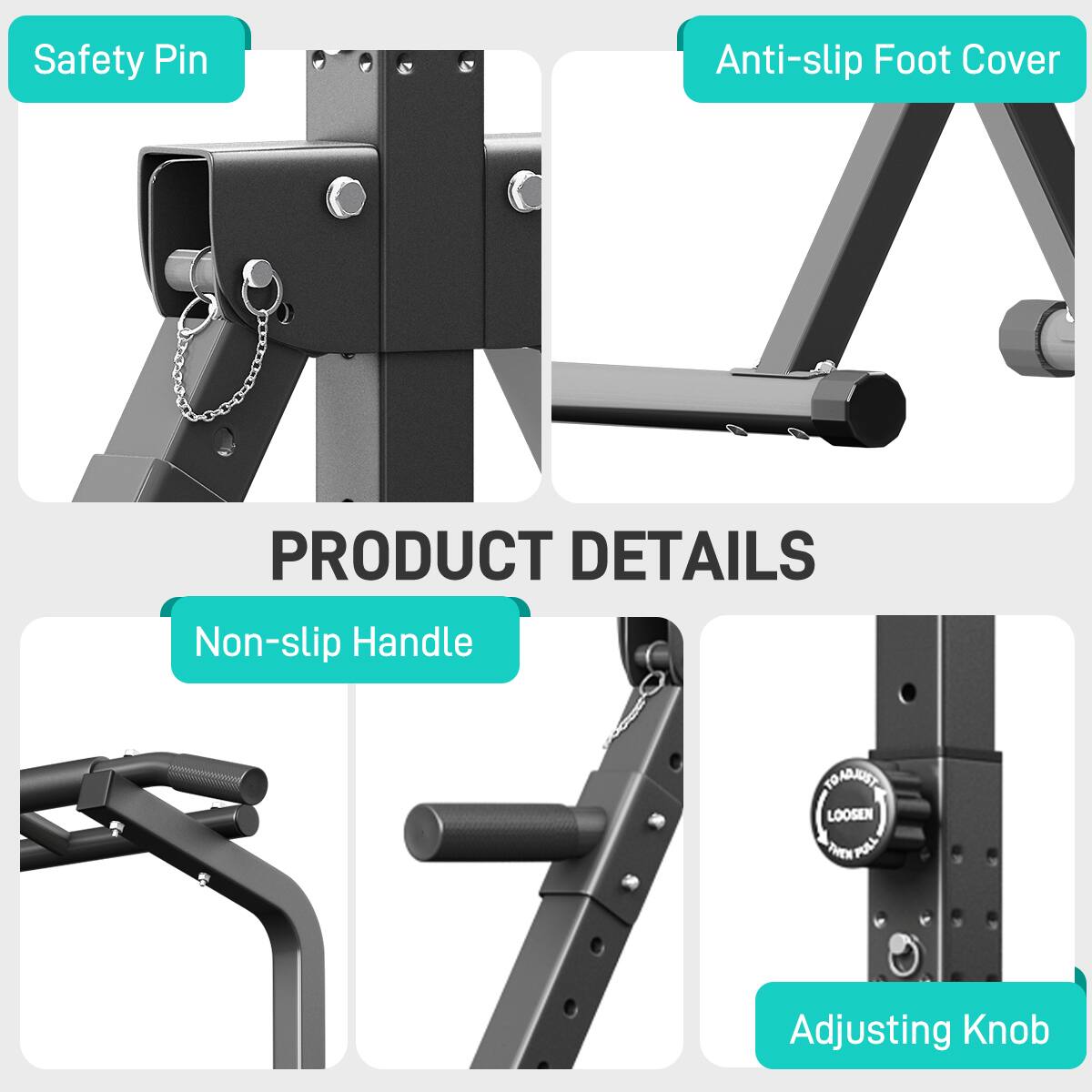 Safety Pin  
Anti-slip Foot Cover  

PRODUCT DETAILS  
Non-slip Handle  
Adjusting Knob