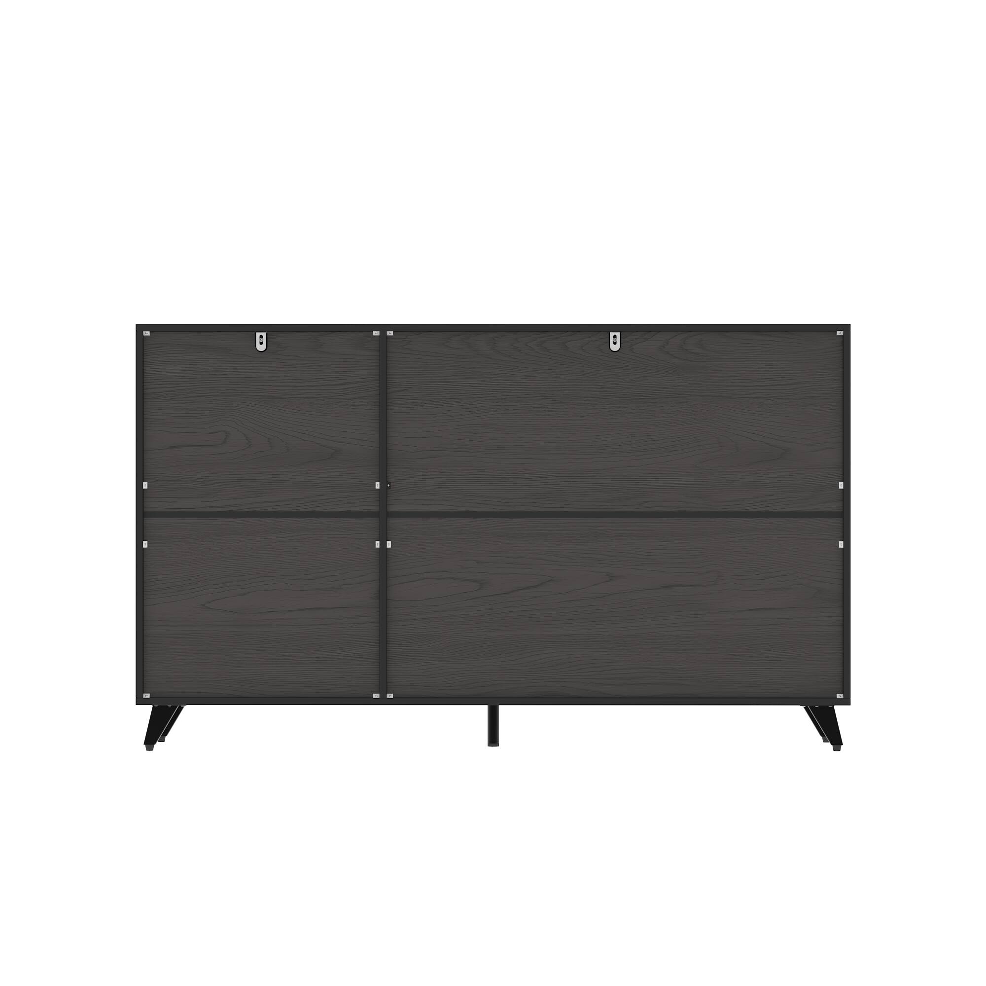 Back. FUFU & GAGA - FUFU&GAGA Glass - Door Storage Cabinet: Multi - Scene Organizer with Drawers & Metal Legs - Black.
