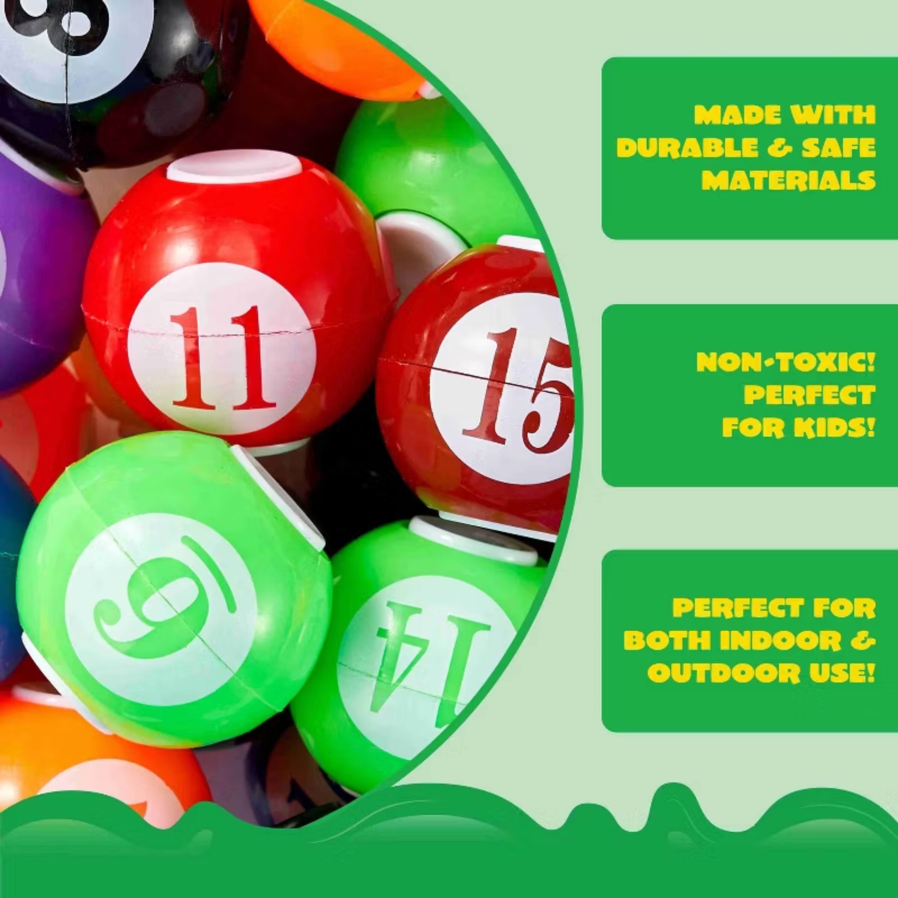 8 MADE WITH DURABLE & SAFE MATERIALS  
11 15 NON-TOXIC! PERFECT FOR KIDS!  
9 V BOTH INDOOR & OUTDOOR USE!