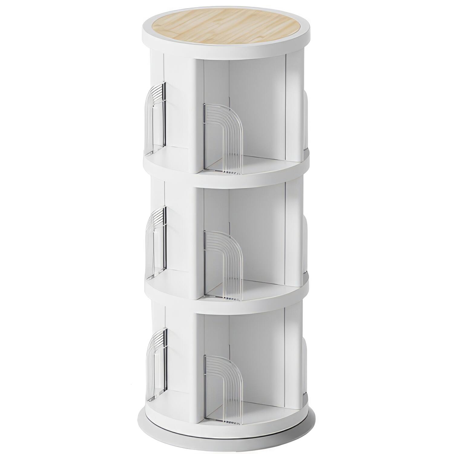 Alt View 1. FC Design - FC Design 360° Rotating 3-Tier Bookshelf, Space-Saving Organizer for Home, Office, Easy Assembly - White.