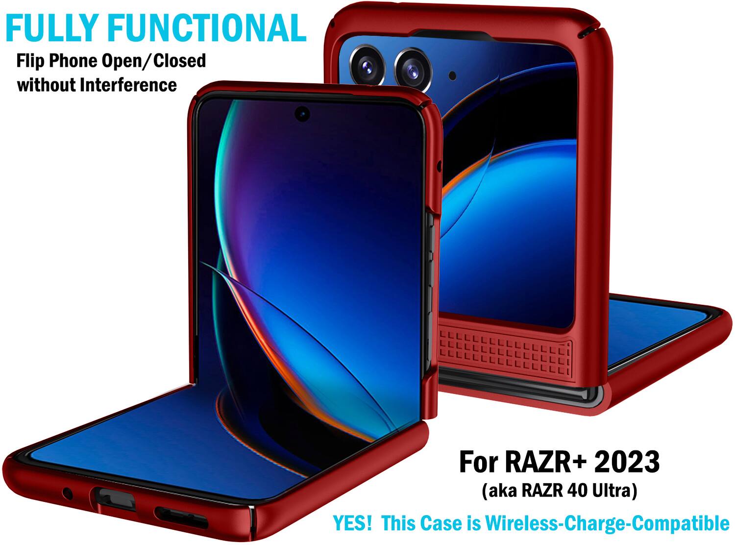 FULLY FUNCTIONAL Flip Phone Open/Closed without Interference For RAZR+ 2023 (aka RAZR 40 Ultra) YES! This Case is Wireless-Charge-Compatible