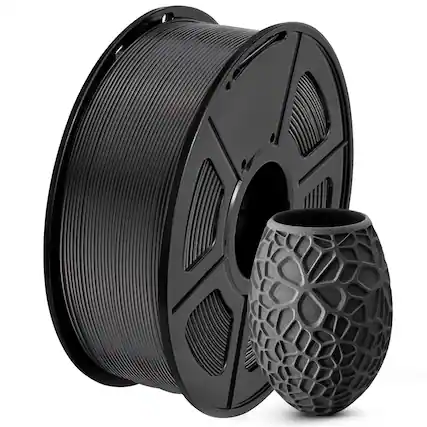 Front. GlowWise - PLA Filament 1.75mm - +/- 0.02mm Accuracy, Neatly Wound 1kg Spool (2.2lbs), Black, Fits Most FDM 3D Printers - Blank.