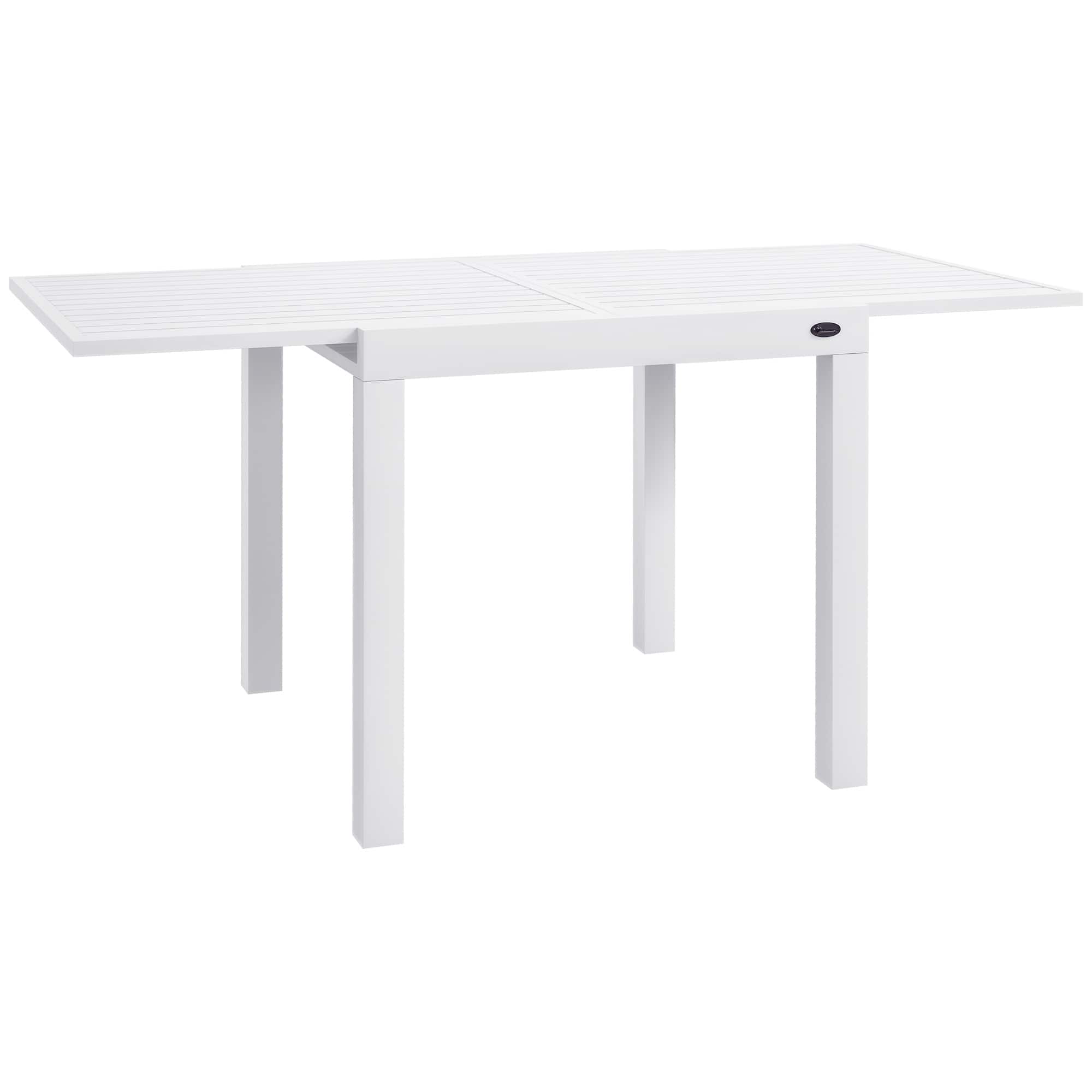 Outsunny - Patio Table, Outdoor Dining Table for 4-6 with Aluminum Frame for Garden, Lawn - White