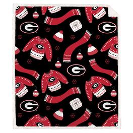 Pegasus - Georgia Bulldogs 60" x 70"-Ugly Sweater Flannel Fleece Sherpa Blanket - Multicolor