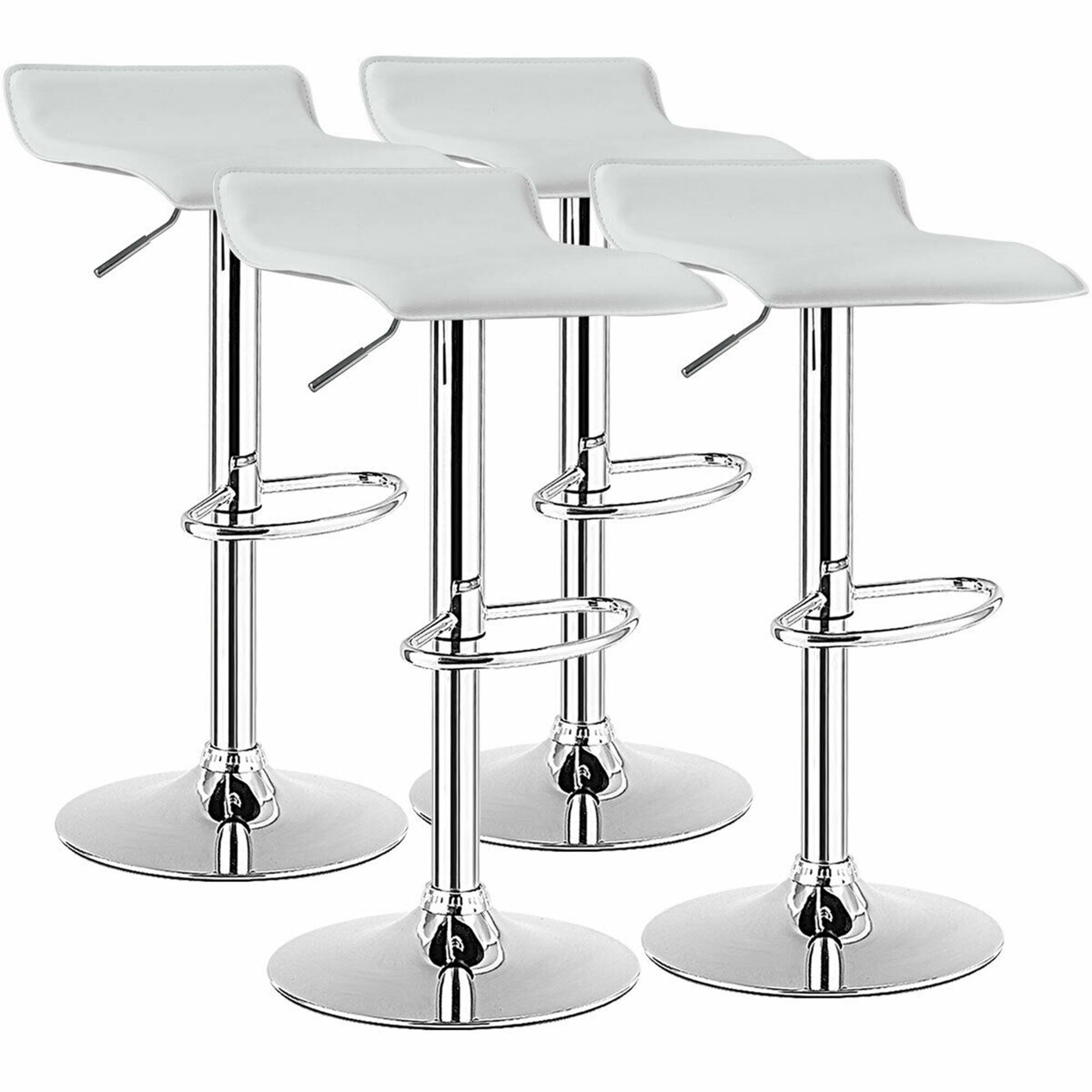 Front. Costway - Costway Set of 4 Swivel Bar Stool PU Leather Adjustable Kitchen Counter Bar Chair - White.