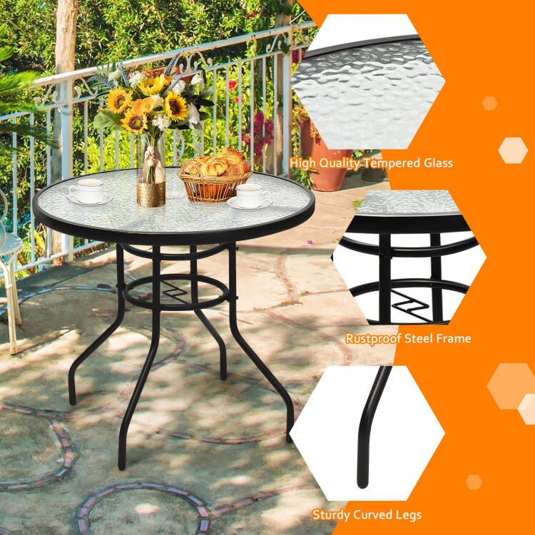 High Quality Tempered Glass  
Rustproof Steel Frame  
Sturdy Curved Legs