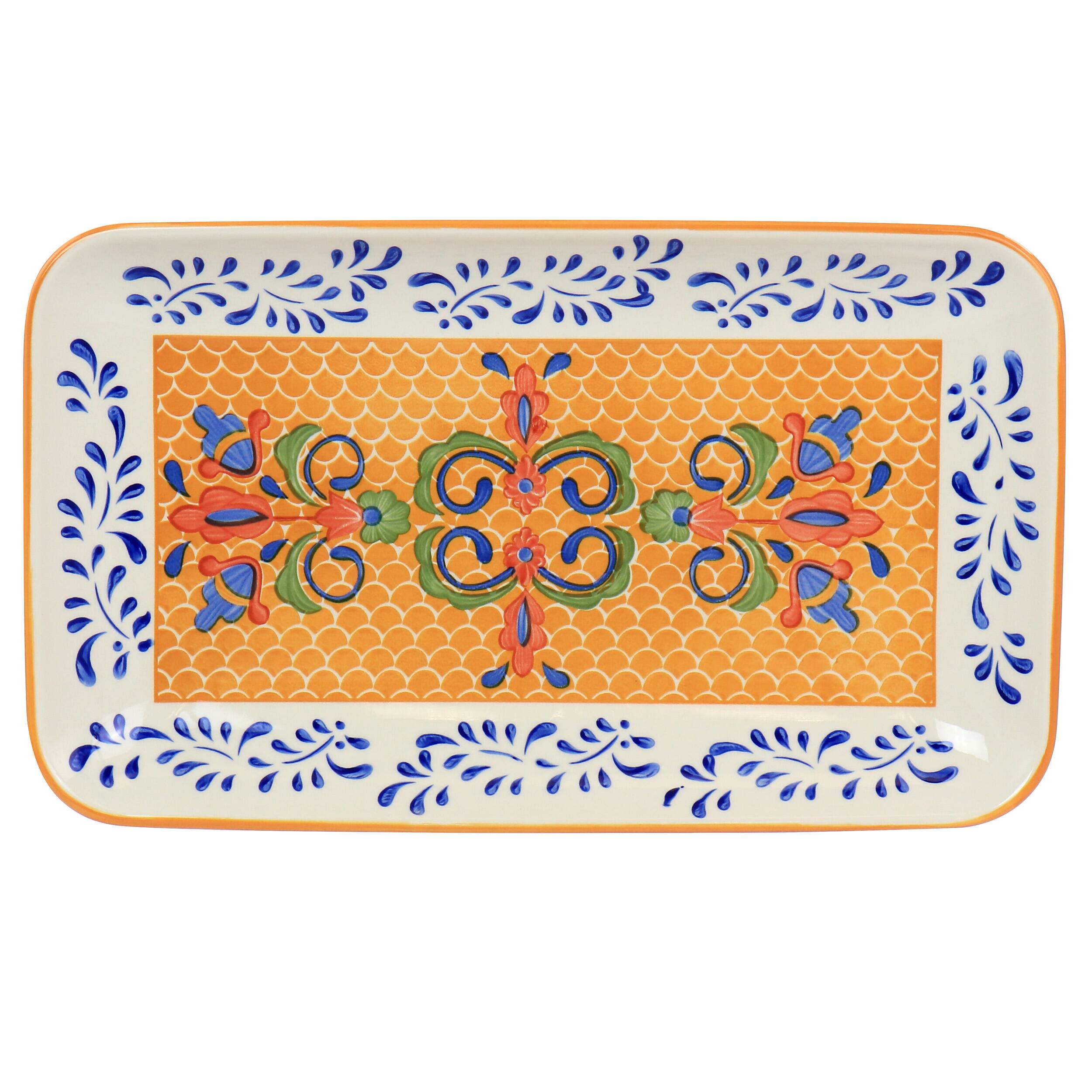 Front. Laurie Gates - Laurie Gates Hand Painted Tierra Stoneware Serving Platter - Multi.