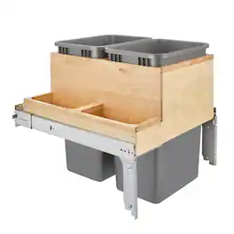 Rev-A-Shelf - Double Pullout Top Mount Bin w/ Soft-close, 50 qt., 4WCTM-2450BBSCDM-2 - Light Brown
