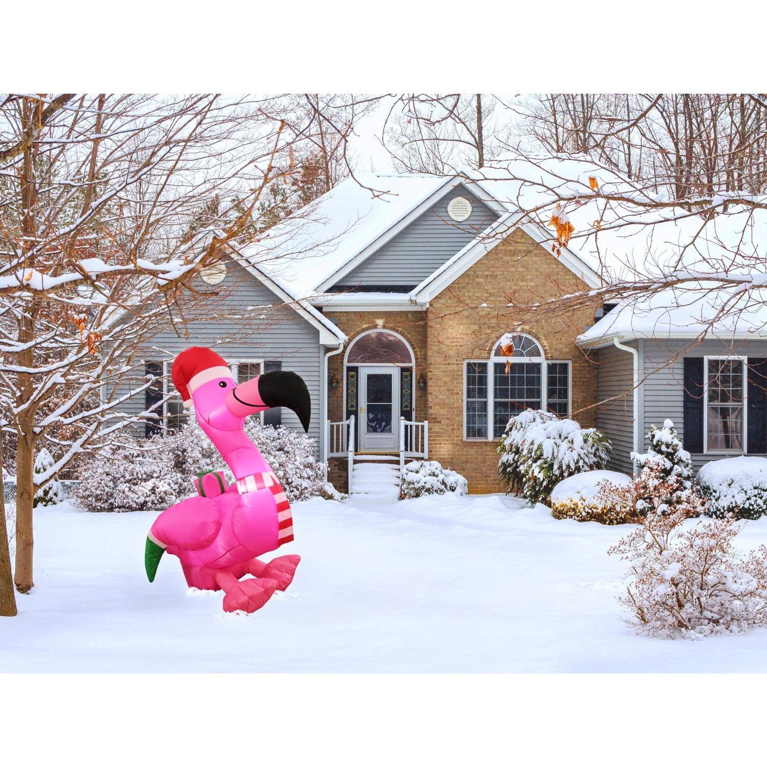 Left. Celebrations - Celebrations Holiday Flamingo 5 ft. Inflatable - Multicolored.