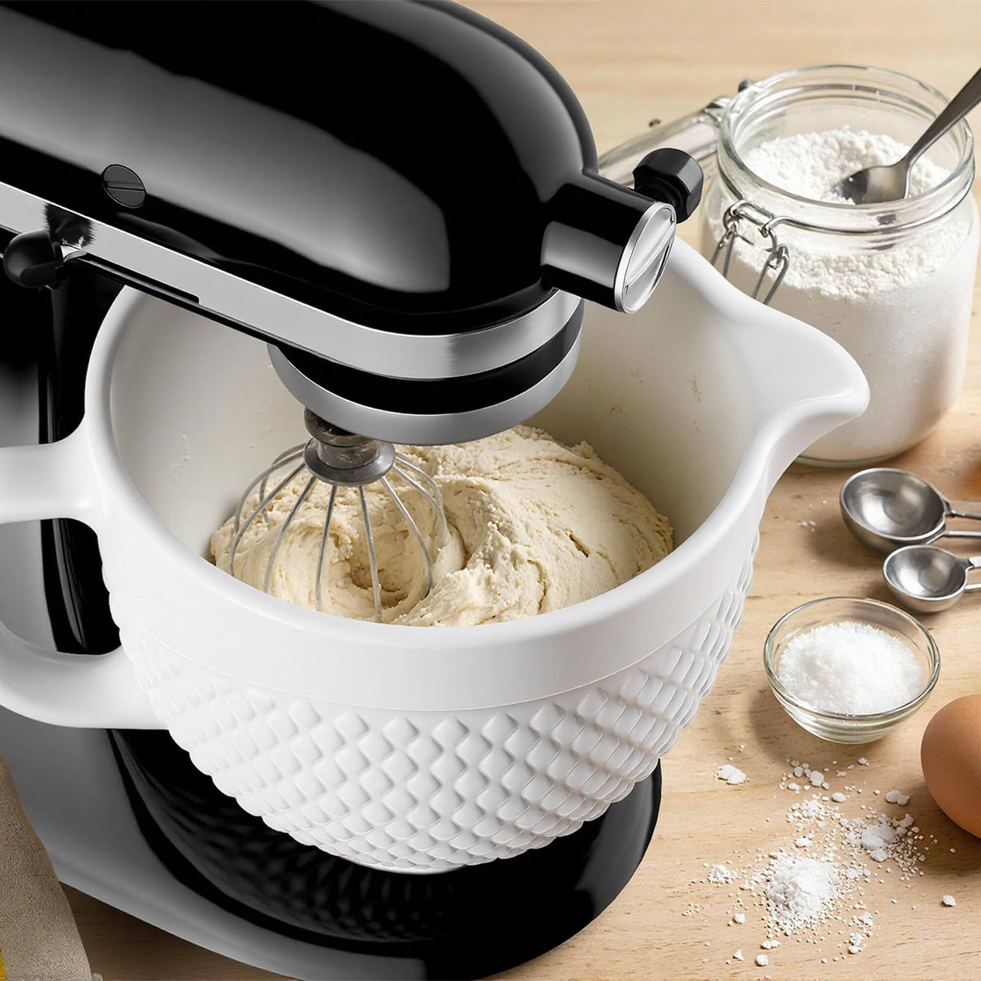 Alt View 7. Gvode - GVODE 5 Quart Pineapple Ceramic Mixing Bowl with Handle for KitchenAid Tilt-Head Stand Mixers - White.