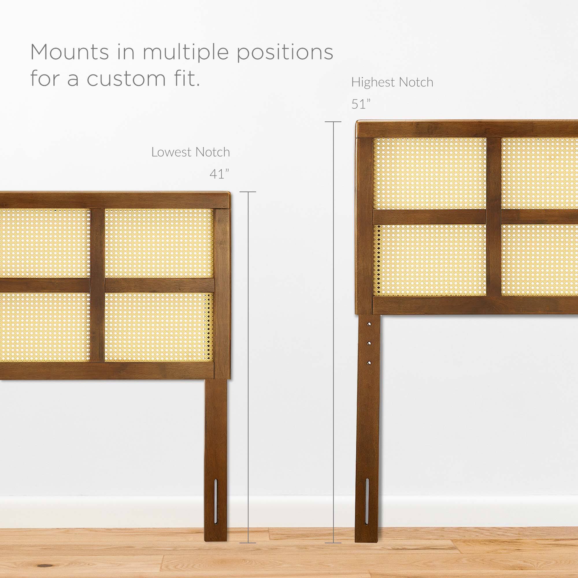 Mounts in multiple positions for a custom fit.

Lowest Notch: 41"

Highest Notch: 51"