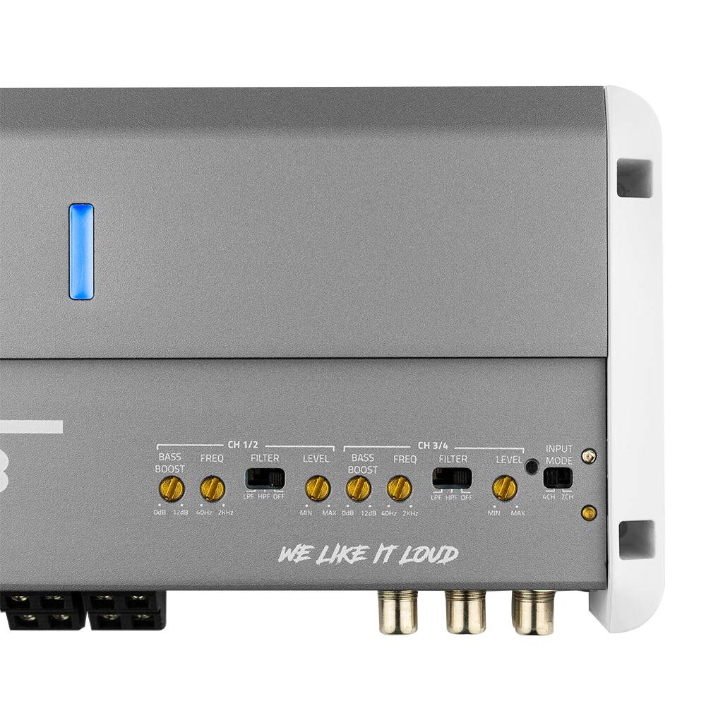 CH 1/2 BASS FREQ FILTER BOOST  
CH 3/4 LEVEL BASS FREQ FILTER BOOST  
LEVEL  
INPUT MODE  
95 HPF OFF  
LPF bp: OFF  
2CH  
0dB 12dB LOH2 280  
MN  
MAX od8 1288 40Hz 2kHz  
MIN  
MAX  
WE LIKE IT LOUD