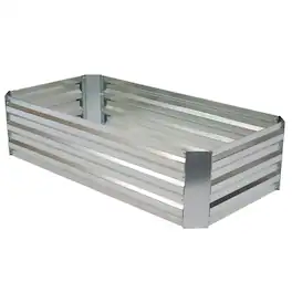 Sunnydaze - Rectangle Galvanized Steel Raised Bed - 4 x 2 x 1 ft - Silver