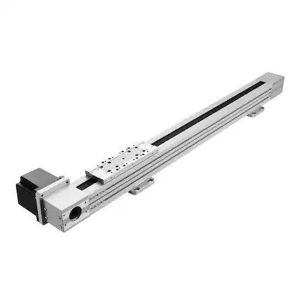 Front. VEVOR - Linear Guide Rail, Belt Drive, CNC Linear Motion Stage Actuator, with Nema34 Stepper Motor, 600 mm Stroke Work Size - Silver.
