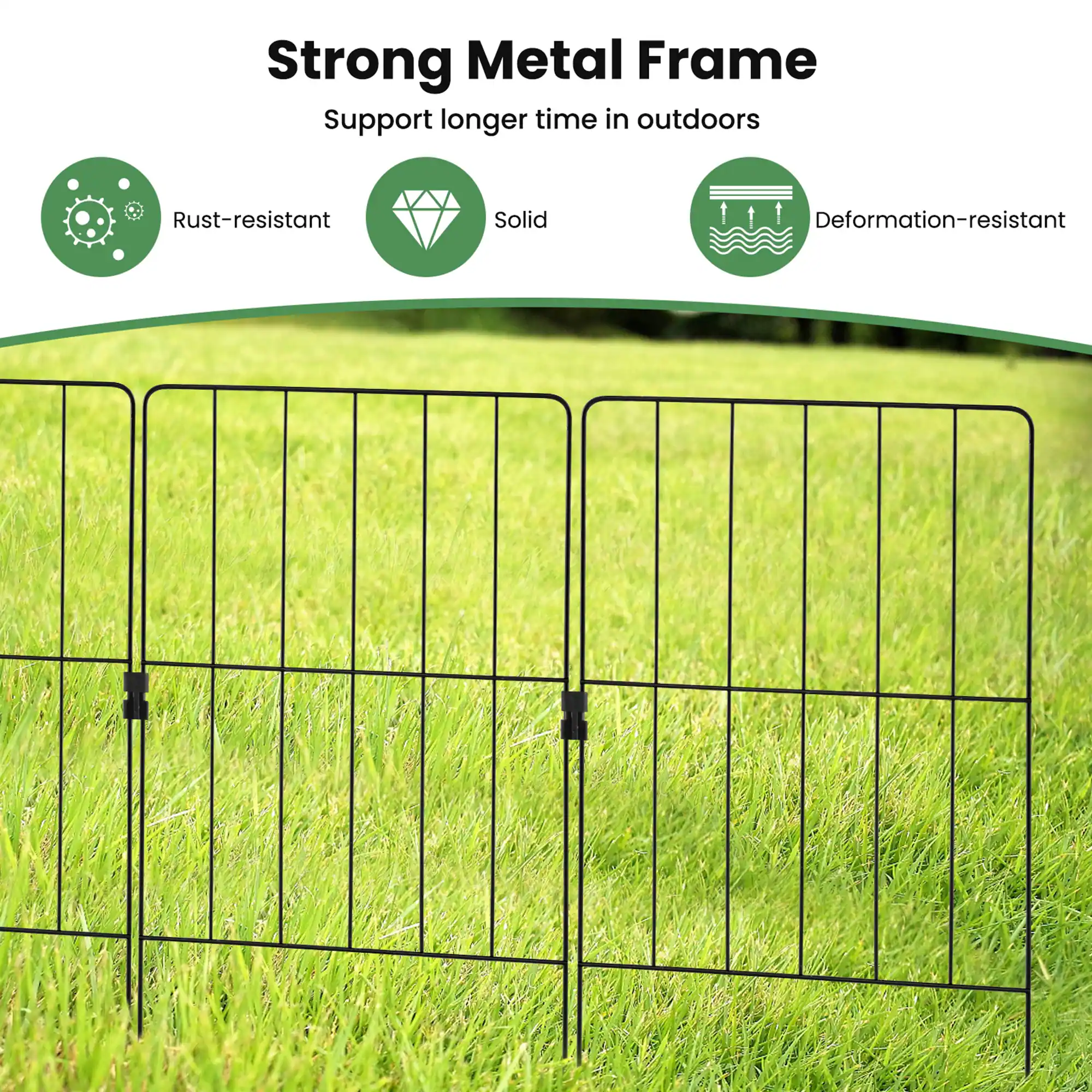 Strong Metal Frame: Support longer time in outdoors, Rust-resistant, Solid, Deformation-resistant.
