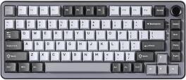 Wikistore - B75 Mechanical Keyboard with Knob,Hot Swappable RGB Backlit Gasket Mounted,Double-Shot PBT Keycaps,Cherry Profile - Gray