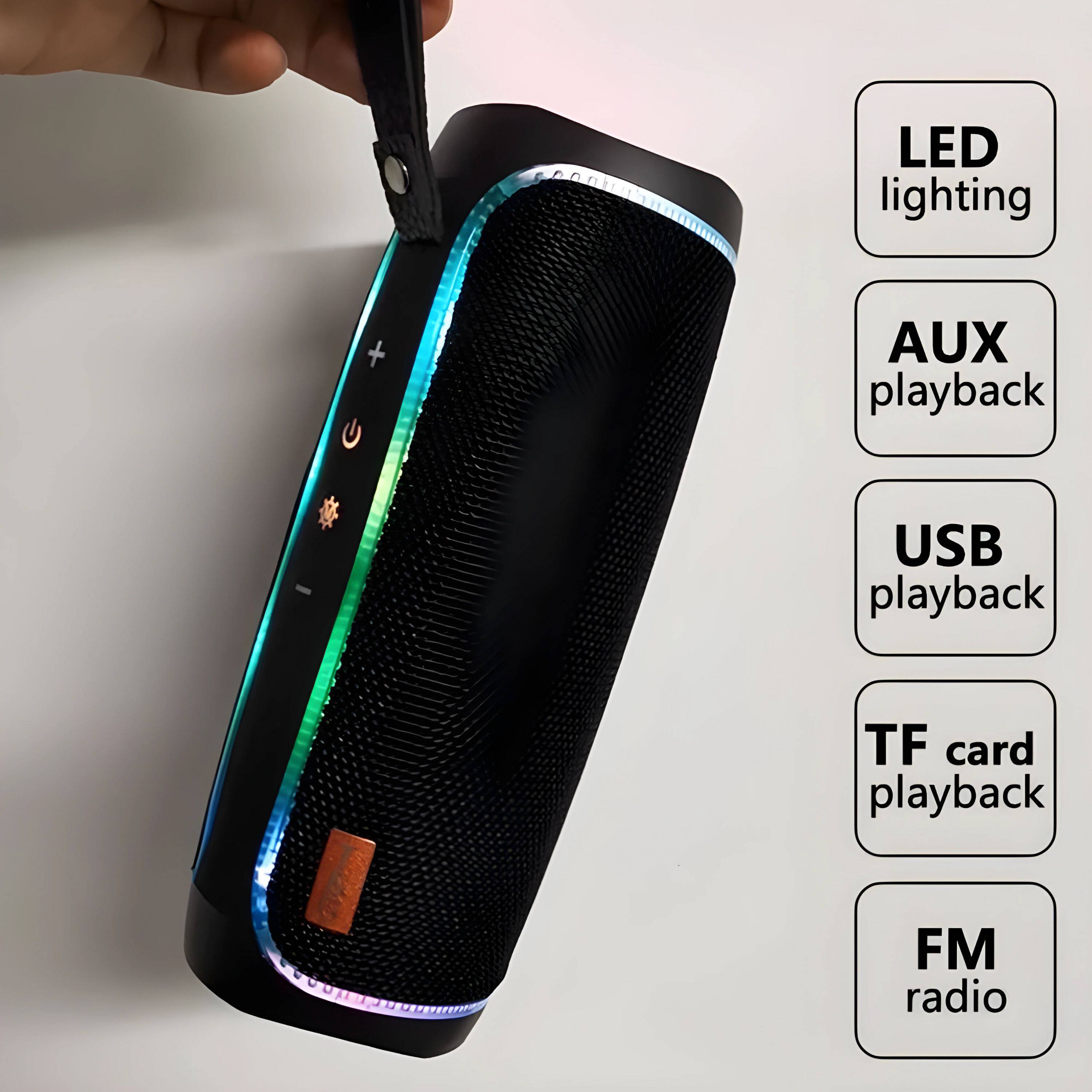 - LED lighting
- AUX playback
- USB playback
- TF card playback
- FM radio