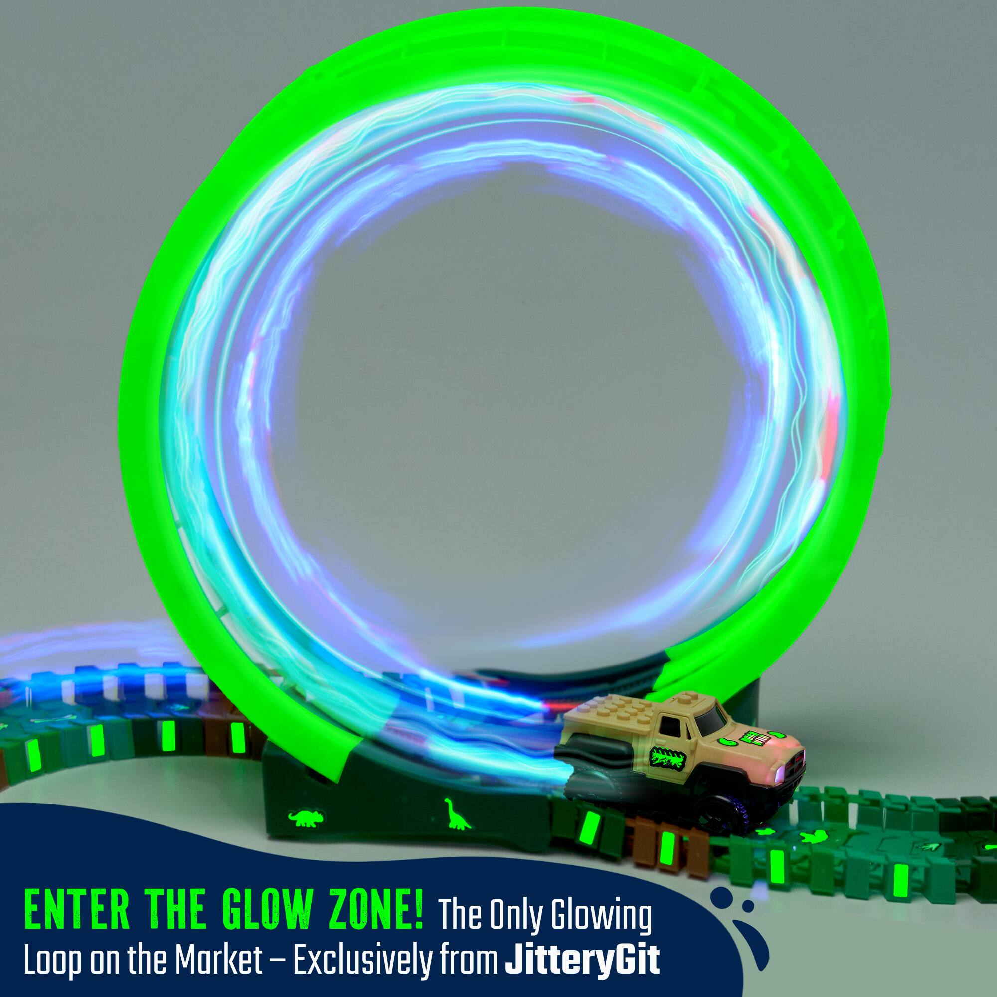ENTER THE GLOW ZONE!  
The Only Glowing Loop on the Market – Exclusively from JitteryGit